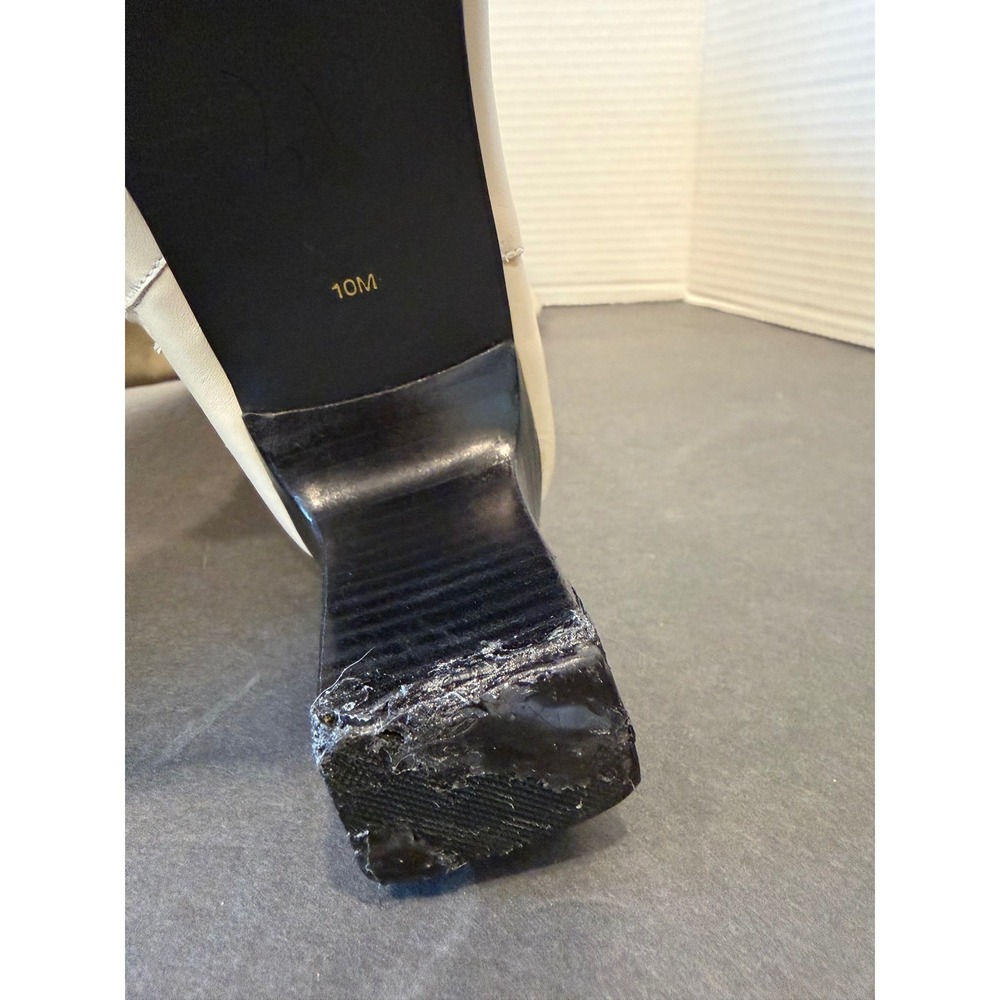 Karen Scott Retro Cream All Leather Mid-Calf Square Toe Block Heel Zip Boots 10 - Picture 12 of 13